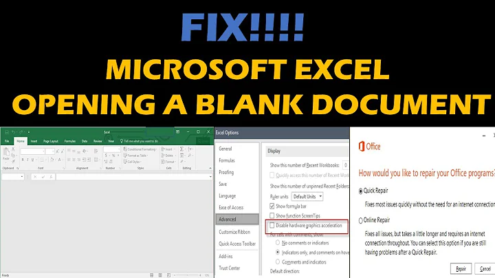 FIX!!!! Microsoft Excel opening a blank document