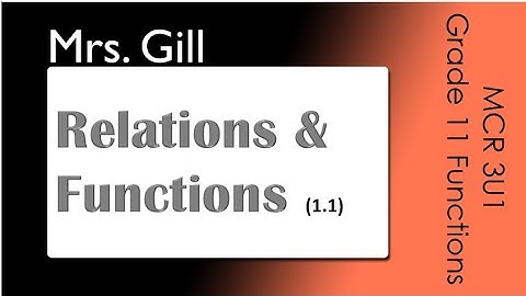 Relations & Functions (MCR3U: 1.1)