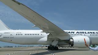 Japan Airlines B787-8 JA832J push back from D5 RCTP 20240510