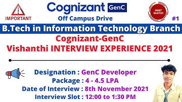 Cognizant-GenC Interview Experience - 8th November 2021 afternoon Slot | B.Tech - IT #cognizantgenc