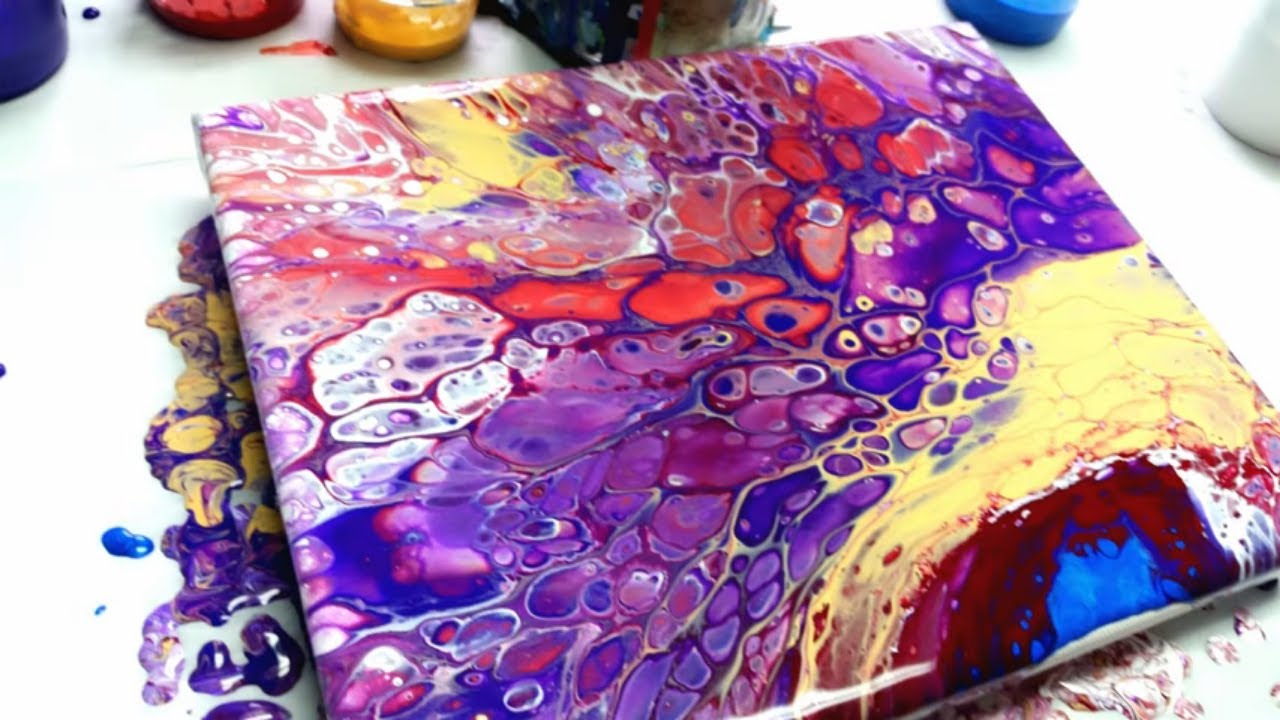 Flip cup acrylic pour with beautiful cells! - YouTube