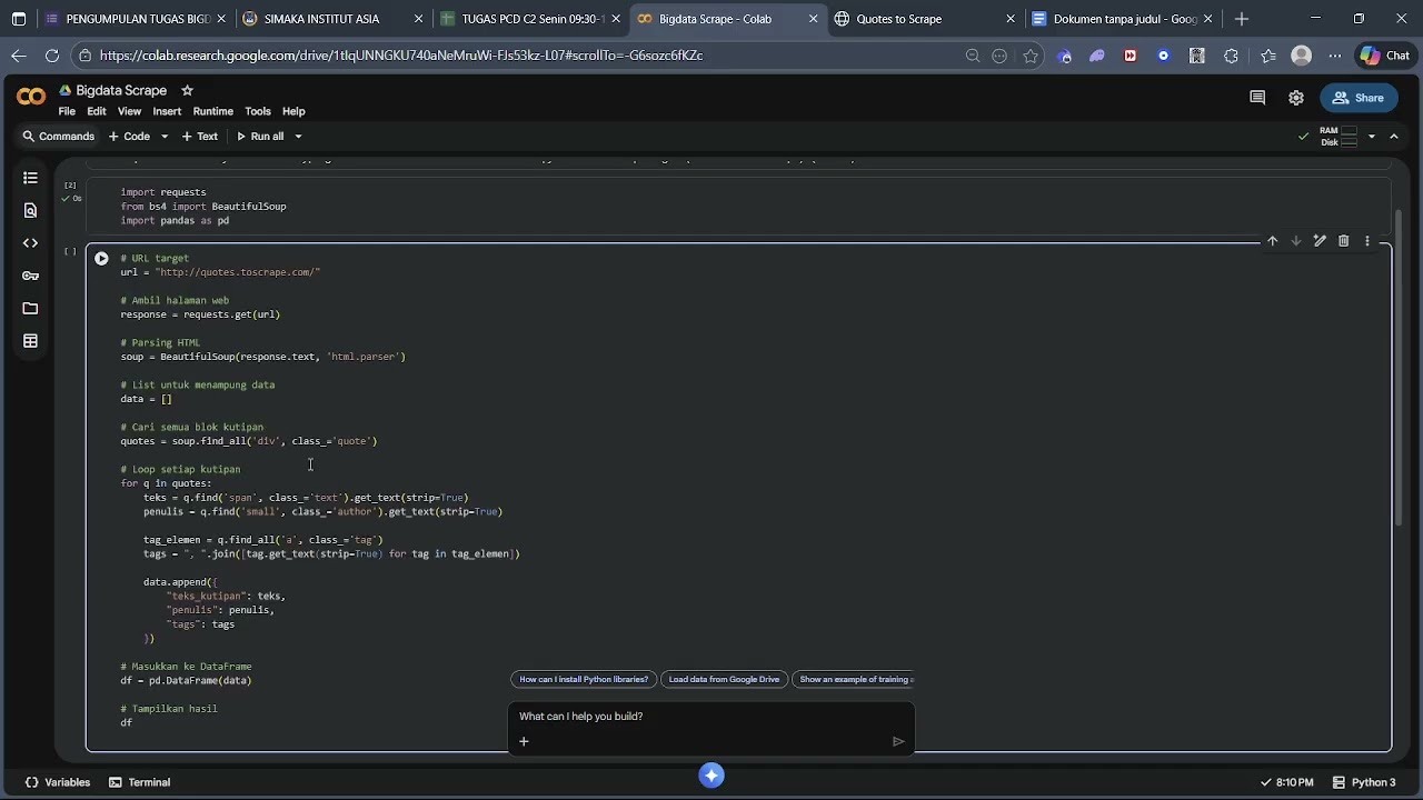 Praktikum Web Crawling – Pengambilan Data Menggunakan Python