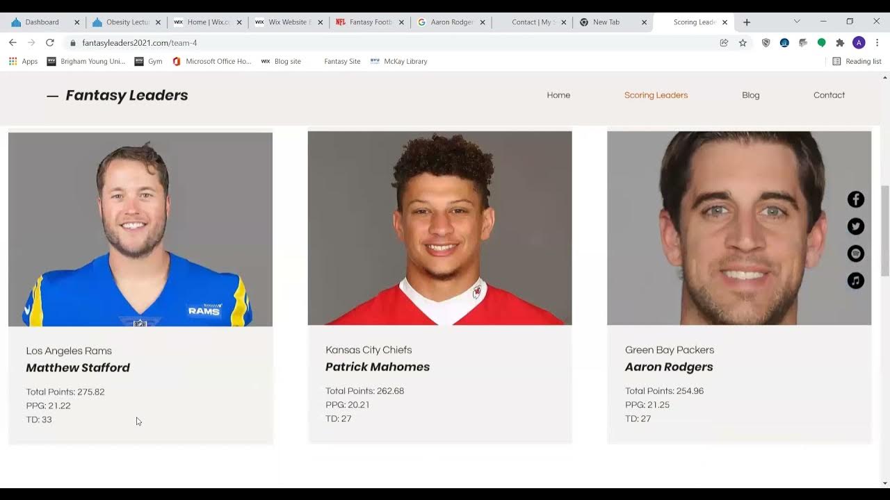 Fantasy Leaders Website Presentation YouTube