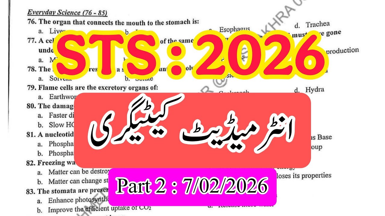 Today's STS IBA intermediate category paper 2026 | part 2 | GK | general knowledge | Computer |