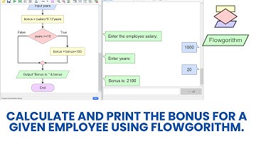Calculate and print the bonus for a given employee using flowgorithm.