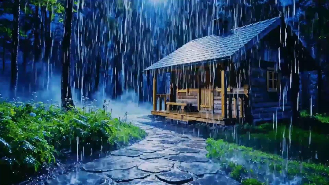 Rainy Midnight Escape ASMR: Soothing Heavy Storm Beside a Rustic Cabin by the Rainforest 279 HD