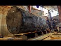 Extremely Professional Wood Cutting Technique - Way The Worker The 10,000-Year-Old Giant Sawn Wood