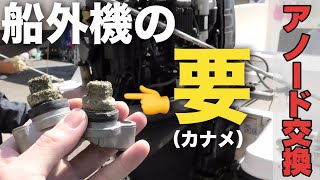 プロの整備動画。船外機エンジンアノード（防蝕亜鉛）の交換