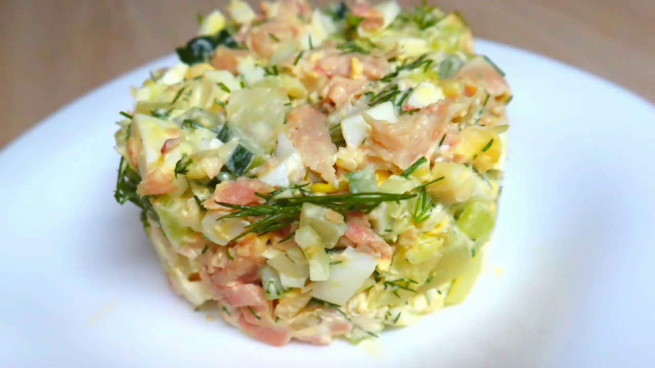 Очень ВКУСНЫЙ и ПРОСТОЙ САЛАТ Из копчёной курицы с огурцами