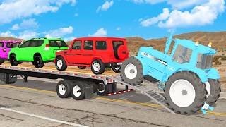 Flatbed Truck Mcqueen | Transportation with Truck - Pothole vs Car # - BeamNG.Drive