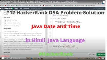 #12  HackerRank  Java Date and Time DSA  Problem Solution   in Hindi  in Java #HackerRank