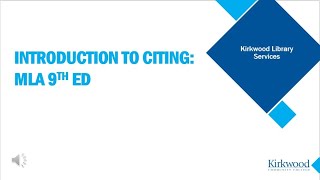 Introduction to Citing: MLA 9th edition