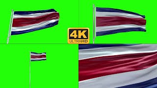Costa Rica flag green screen 4k