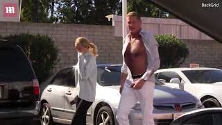 David Hasselhoff shows off his muscular chest with unbutton shirt