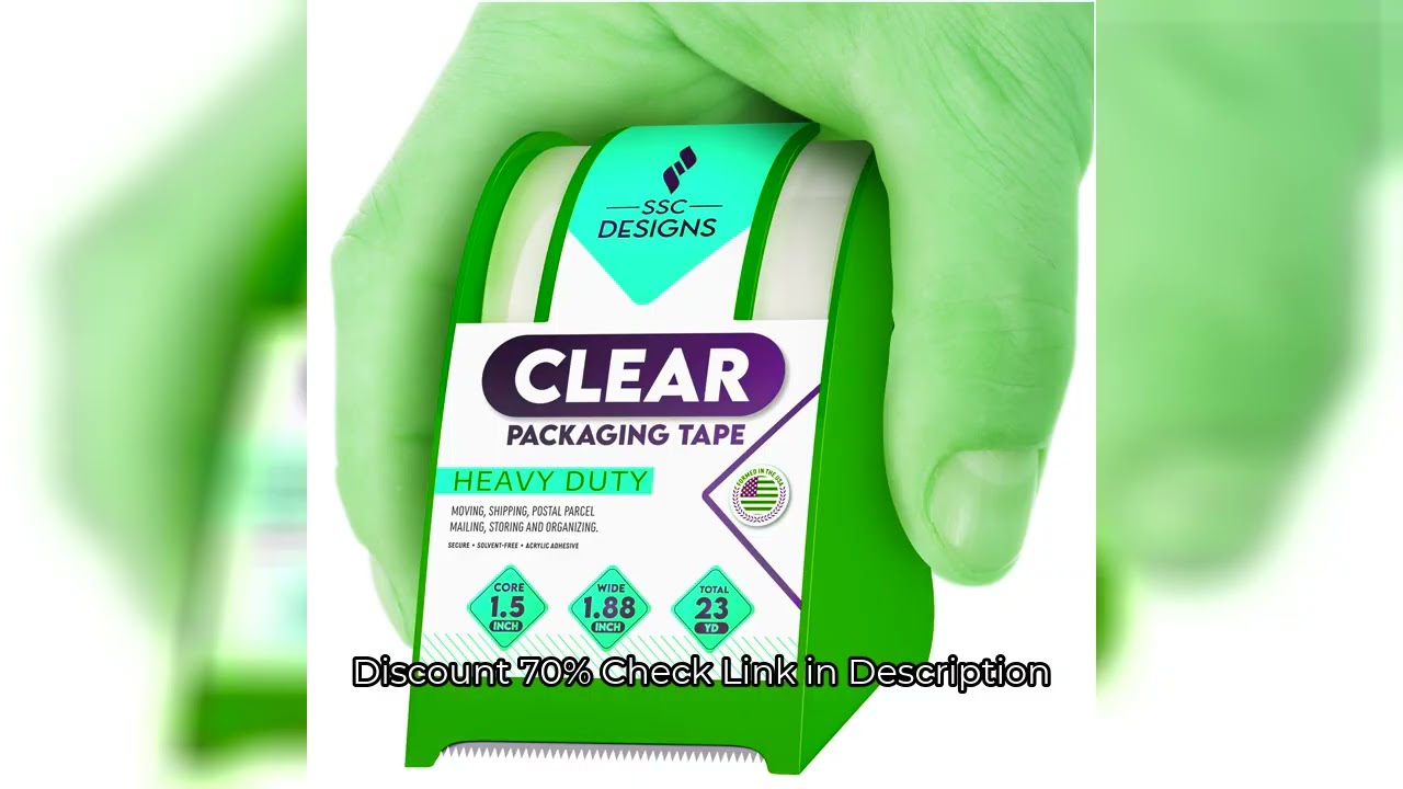 Packing Tape with Dispenser Shipping Tape Refill - 1.88" Wide x 23 Yards x 1.5" Inch Core