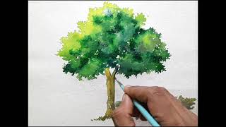 Easy watercolor painting. TREE🌳 #watercolor #beginners #tree