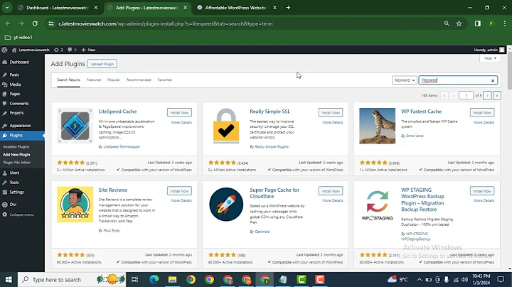 How to install cache plugin in divi wordpress website to improve speed