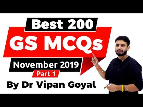 Best 200 November 2019  GS Part I Finest MCQs for all Exams by Study IQ I Dr Vipan Goyal