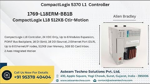 Rockwell Automation CompactLogix 5370 L1 Controller 1769-L18ERM-BB1B and L3 1769-L37ERM Controller
