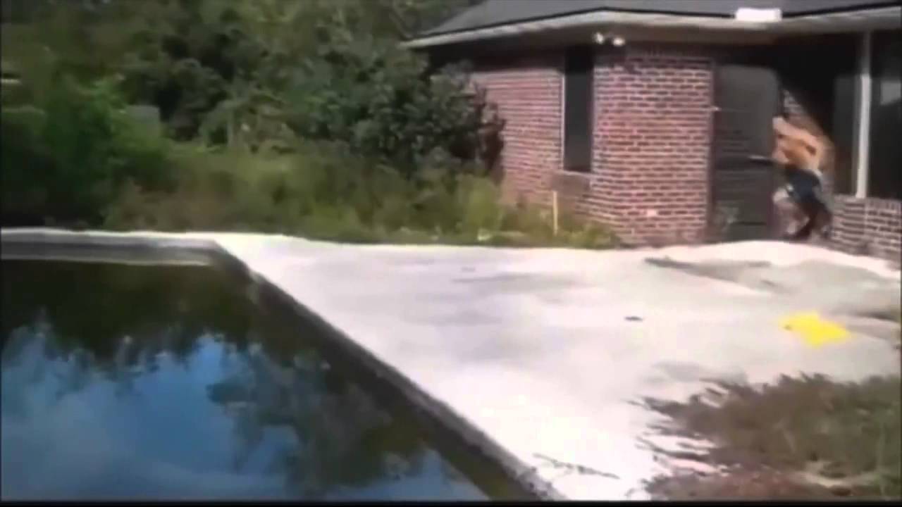 Jumping Across Pool Fail - YouTube