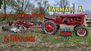 Farmall A Plowing with a Little Genius 2 Bottom Plow