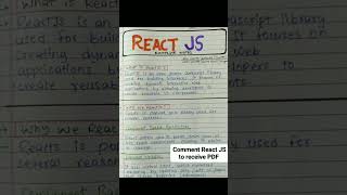 React JS HandwrittenNotes for Professional If u have need it you can comment 'need notes' #ReactJS