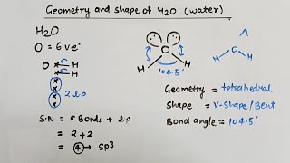 Geometry and shape of h2o l hybridization and bond angle in water l