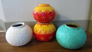 DIY : How To Make Round Pots | Vases Using Paper & Plaster Of Paris