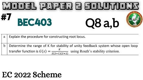 #7 Control System Q8 a,b Model Paper 2 Solution 4th Sem ECE 2022 Scheme VTU BEC403