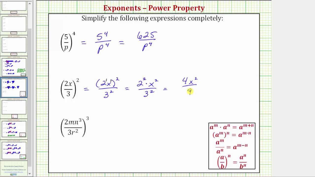 Rules for Exponents  Beginning Algebra