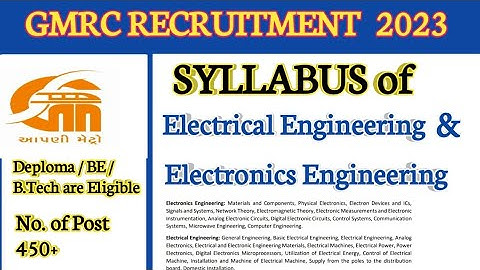 GMRC SC/TO and Junior engineer Syllabus of Electrical Engineering & Electronics Engineering