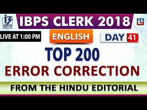 Top 200 | Error Correction | IBPS Clerk 2018 | English | Day 41 | 1:00 PM