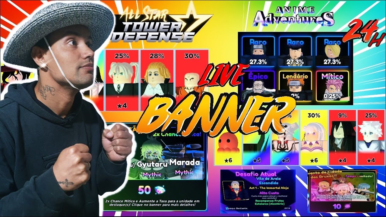 LIVE ALL STAR TOWER DEFENSE BANNER + LIVE ANIME ADVENTURES BANNER - ROBLOX  - Webcam
