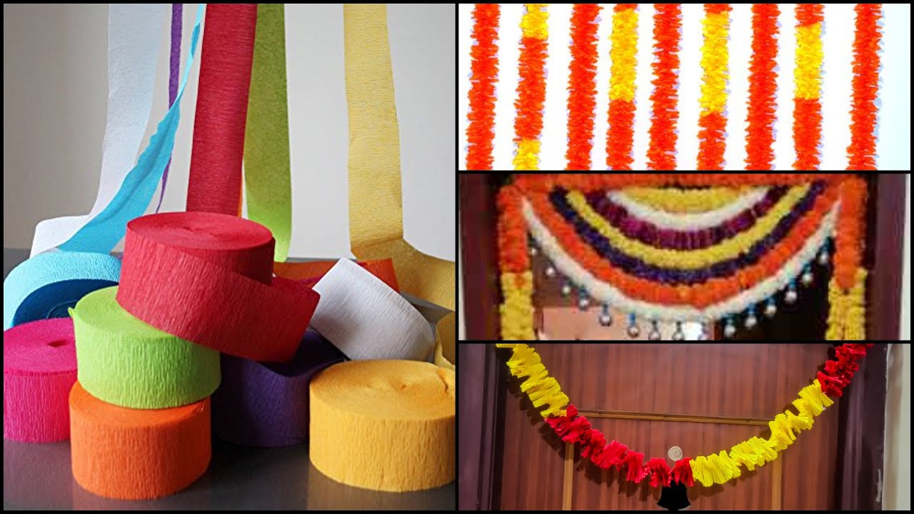 Diwali Home decor flower garland decoration with crepe paper Festival
