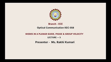 Optical Communication Modes in a Planar Guide, Phase & Group Velocity | AKTU Digital Education