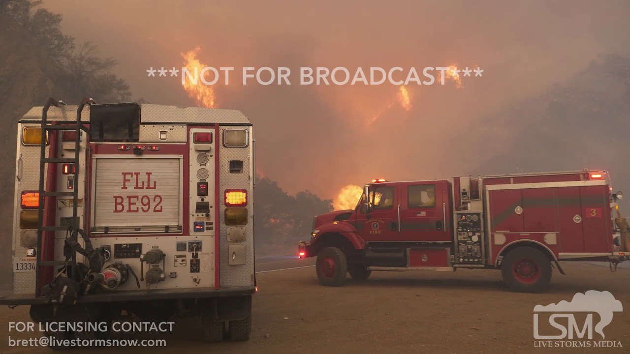STOCK 12082017 Ojai, CA MASSIVE fire near Maricopa Hwy Hegner