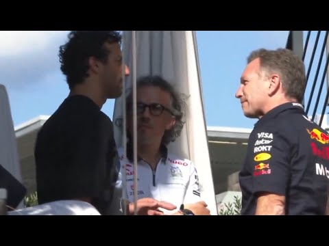 Daniel Ricciardo with Christian Horner & Max Verstappen after the race | Riccardo back to Redbull?
