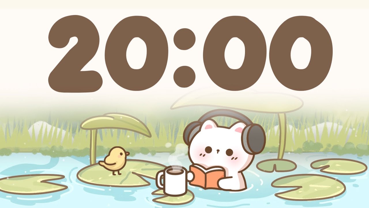 20 Minute Timer with Lofi 🍃 Cute Cat Study Timer Vibes