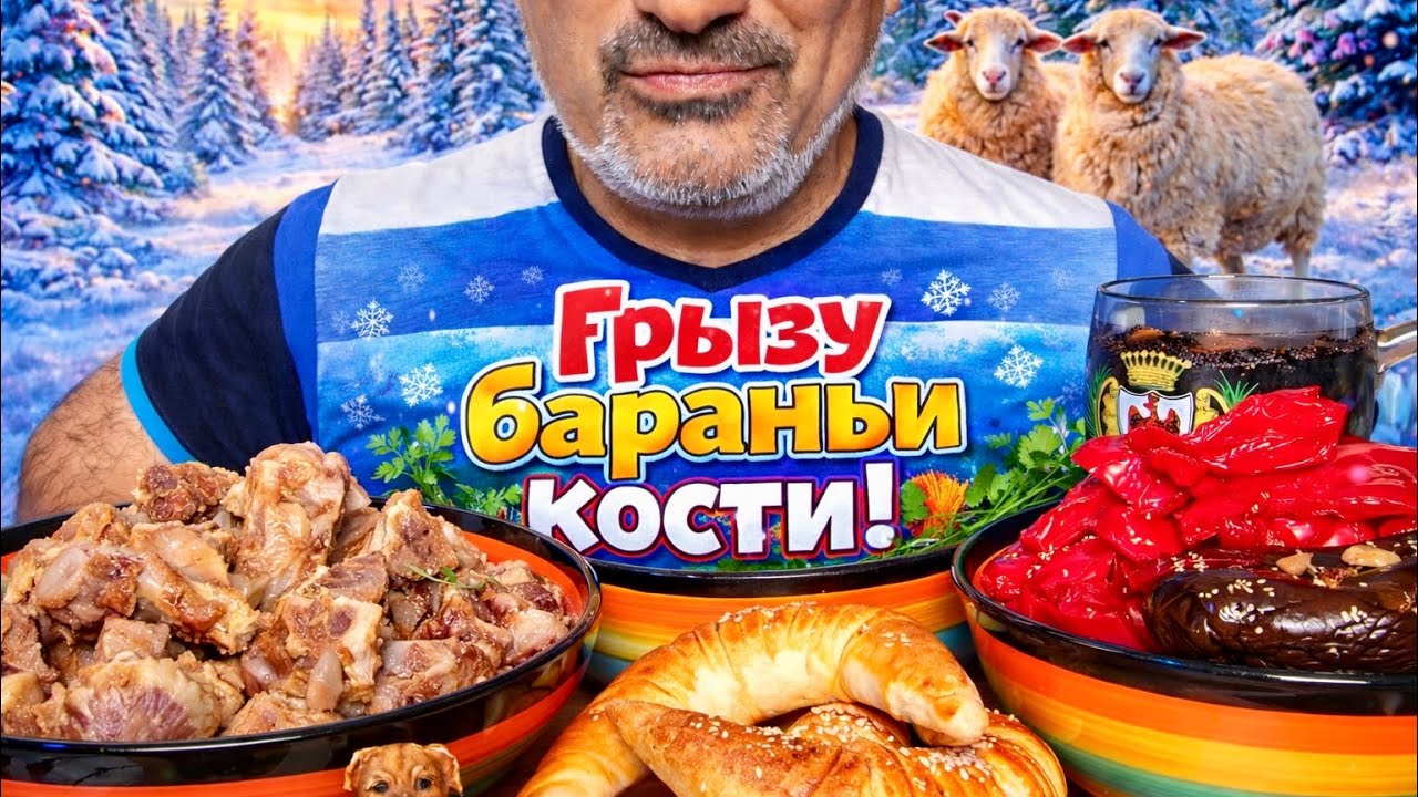 Кушаю Мясо 🥩 и грызу бараньи кости 🍖 | Капуста 🥬, Зелень 🌿, Редиска 🫜, Квас 🍺 | АСМР | МУКБАНГ 