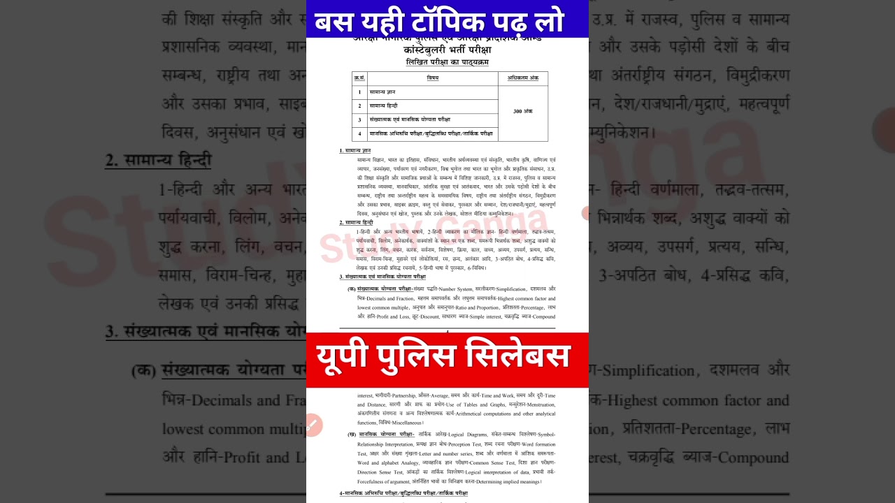 UP POLICE syllabus 2024 | UP POLICE NEW PATTERN 2024 