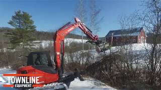 Kubota KX080 Excavator and FAE Forestry Mulcher Clearing Brush