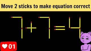 Matchstick Puzzle.Move 2 sticks to make equation correct  #matchstickpuzzle #matchstickriddles screenshot 5