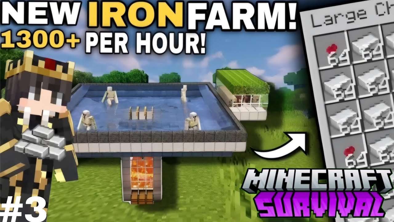 Minecraft PE 1.21 Best Unlimited Iron Farm | Minecraft PE Survival ...