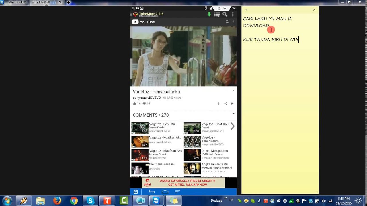 CARA DOWNLOAD VIDEO/MP3 MENGGUNAKAN TUBEMATE YouTube