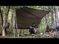 Bivouac BUSHCRAFT solo (hamac, feu de camp, popote WW2)