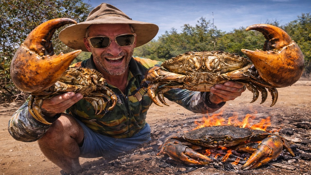 I Caught THESE Mud Crabs… Then Cooked Them on the Beach 😳🦀🔥
