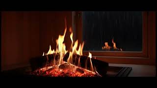 Di Dalam Kabin Hangat Saat Hujan Tak Berhenti | Perapian untuk Tidur Nyenyak | Bara Api yang Tenang