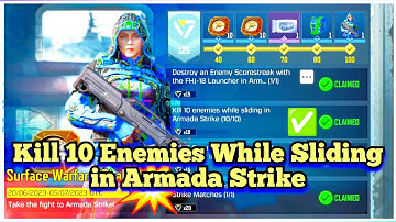 Call Of Duty Mobile Kill 10 Enemies While Sliding in Armada Strike Task Complete