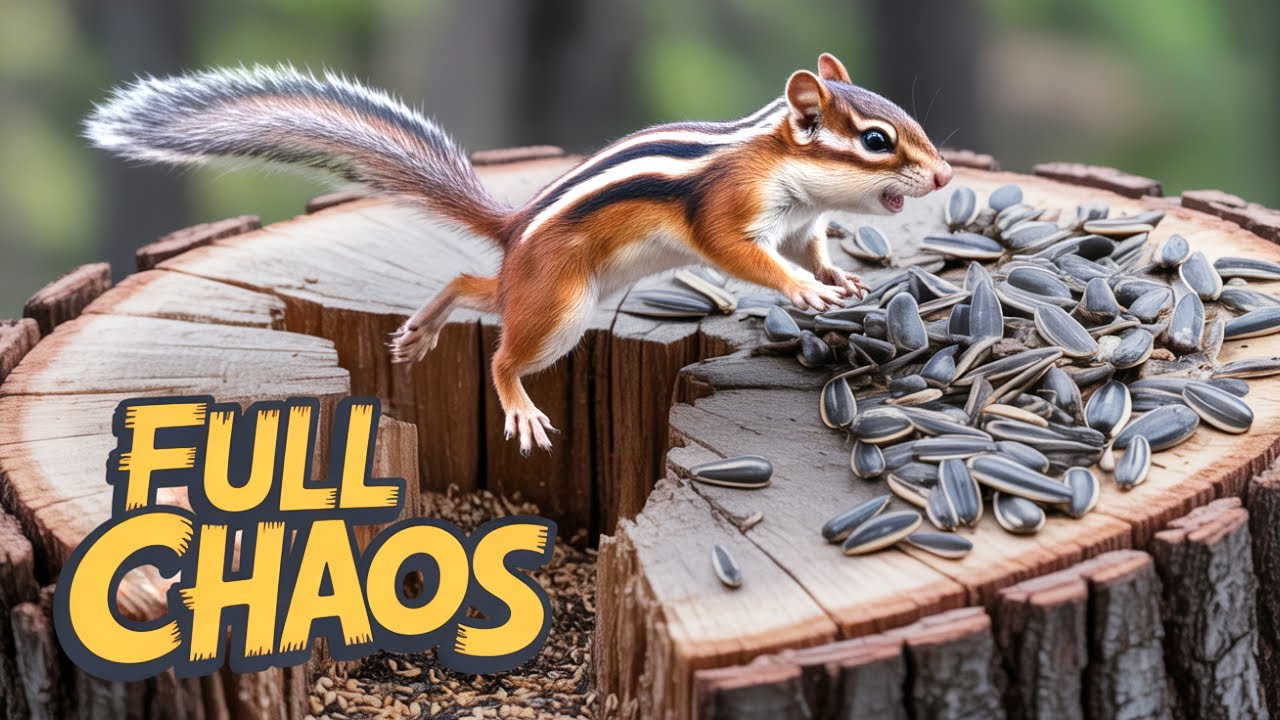 Chipmunk Chaos at the Stump! 🐿️