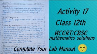 Maths Lab Activity 17 Class 12// Maths Lab Practical Class 12//Activity Solution// CBSE board #file
